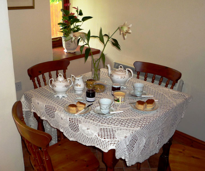 Cream tea in Wisteria Cottage at Exmoor Cottage Holidays in Exmoor, North Devon