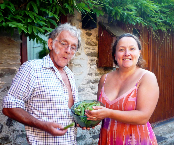 Melanie giving peas to a guest at Exmoor Cottage Holidays in Exmoor, North Devon